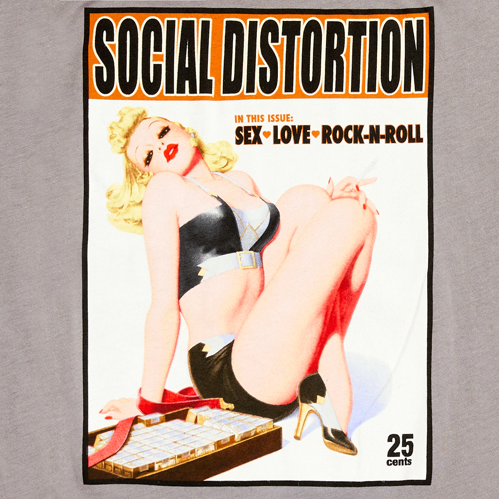 Cigarette Girl Women's Gray Tee Graphic Detail