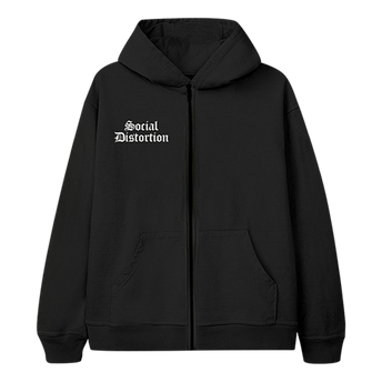 Crossed Skelly Zip Hoodie Front