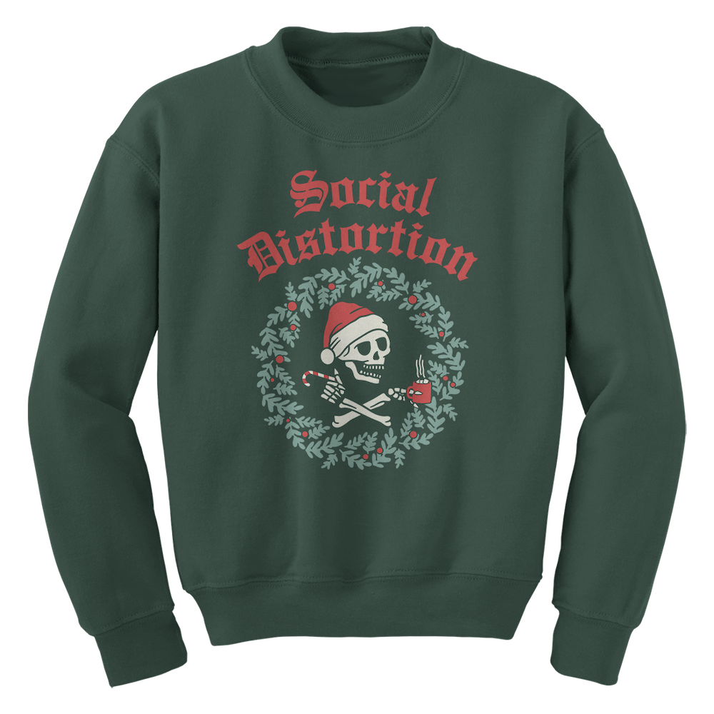 Skelly Santa Wreath Pullover Fleece