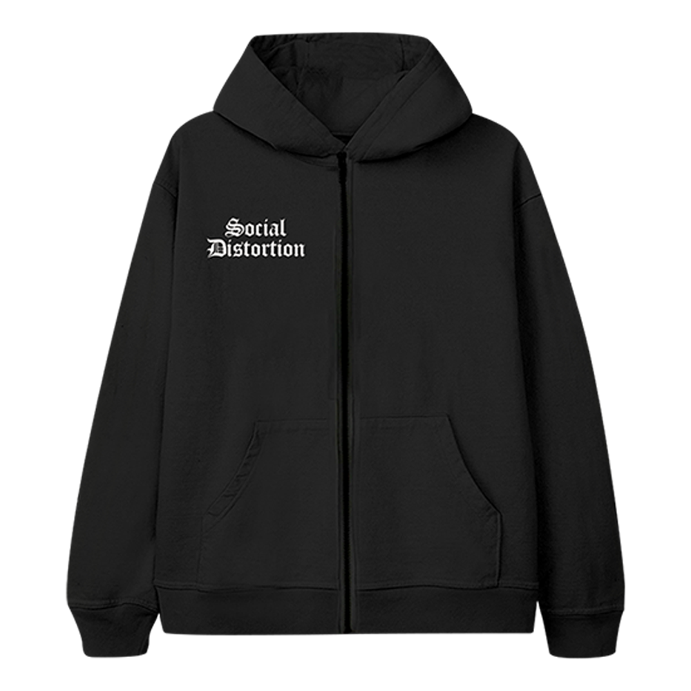 Crossed Skelly Zip Hoodie Front