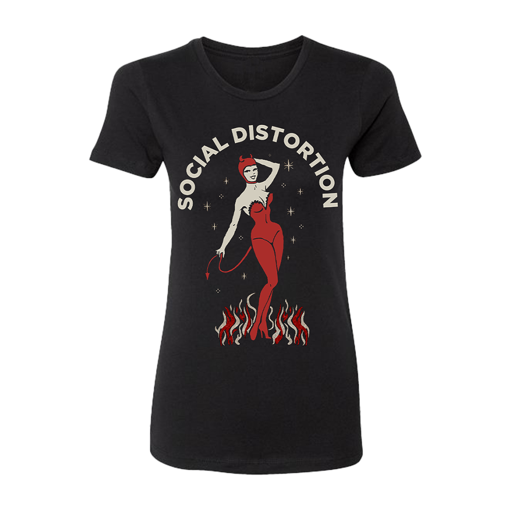 Devil Pinup Glitter Juniors T-Shirt